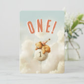 Auf, auf und ab bärengeschmückter erster Geburtsta Einladung (Stehend Vorderseite)