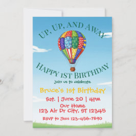 Auf, auf und weg Heißluftballon 1. Geburtstag Einladung