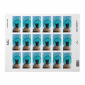 Auf, auf und weg mit Felini, der Katze Adressaufkleber (Vorne)