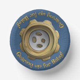 Auf Baby aufpassen! Robot Gear Blue Pappteller