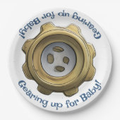 Auf Baby aufpassen! Robot Gear Pappteller (Vorderseite)