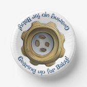 Auf Baby aufpassen! Robot Gear Pappteller (Vorderseite)