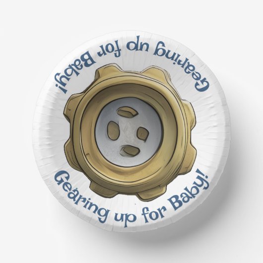 Auf Baby aufpassen! Robot Gear Pappteller (Vorderseite)