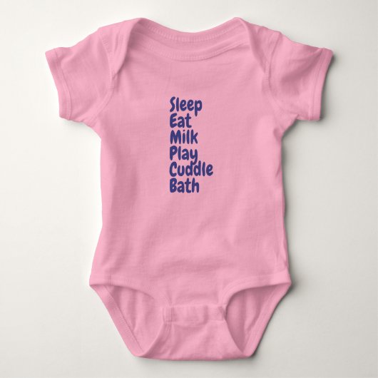 Auf Baby T - Shirt aufgedruckte "Sleep Eat Milk Pl (Vorderseite)