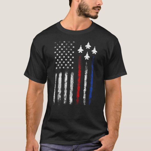 Auf Back Patriotics USA Flag Jet 4. Ju T-Shirt (Vorderseite)