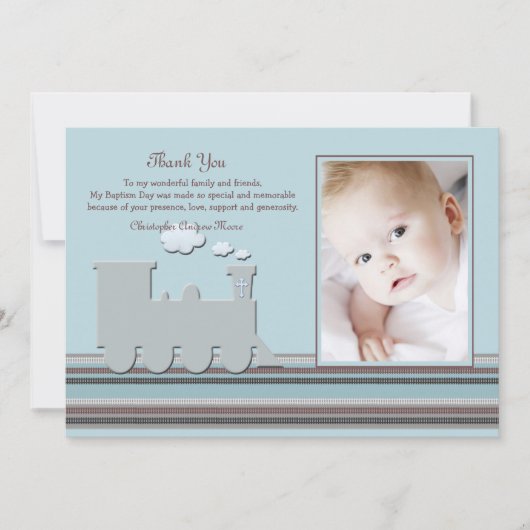 Auf Bahn-blauem Foto danke zu kardieren (Vorderseite)