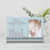 Auf Bahn-blauem Foto danke zu kardieren (Stehend Vorderseite)