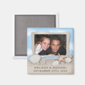 Auf Beach Seashell & Foto speichern Sie das Date M Magnet (Vorderseite/Rückseite)