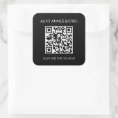 Auf Bestellung Menü QR Code Café Café Kaffee suche Quadratischer Aufkleber (Tasche)