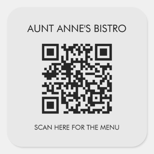 Auf Bestellung Menü QR Code Café Café Kaffee suche Quadratischer Aufkleber (Vorderseite)