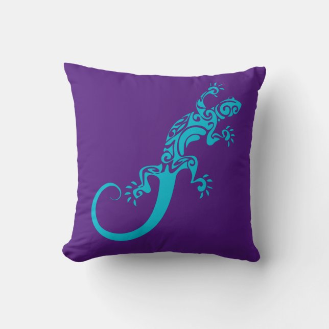Auf Blue Gecko As Furz. Kook Art Throw Pillow Kissen (Vorderseite)