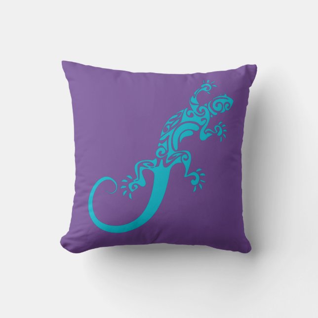 Auf Blue Gecko As Furz. Kook Art Throw Pillow Kissen (Vorderseite)