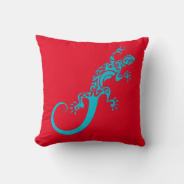 Auf Blue Gecko As Furz. Kook Art Throw Pillow Kissen