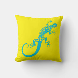 Auf Blue Gecko As Furz. Kook Art Throw Pillow Kissen
