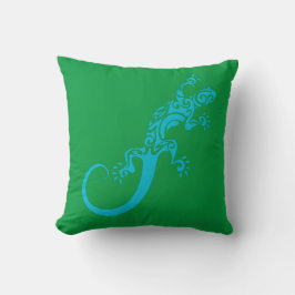 Auf Blue Gecko As Furz. Kook Art Throw Pillow Kissen