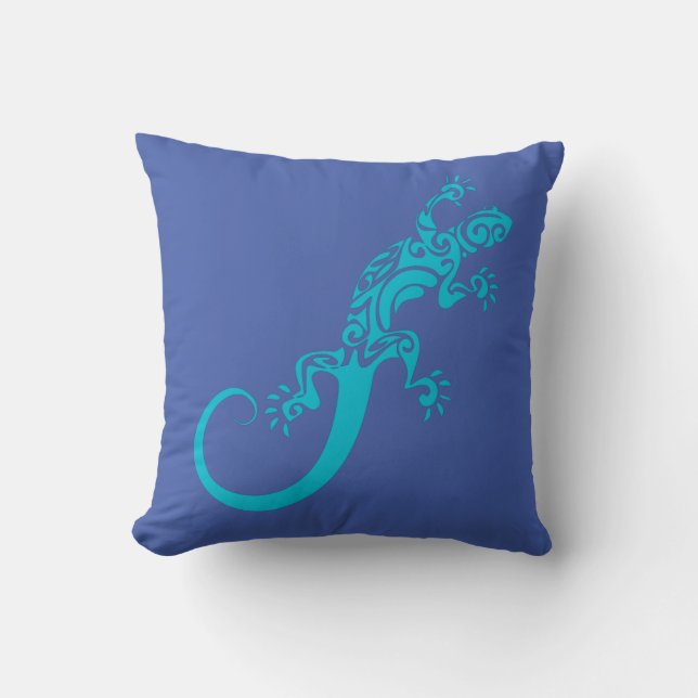 Auf Blue Gecko As Furz. Kook Art Throw Pillow Kissen (Vorderseite)