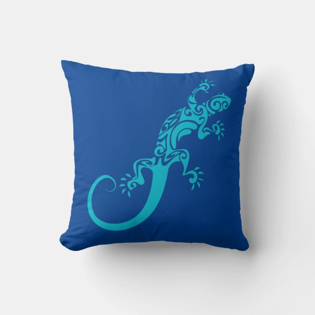 Auf Blue Gecko As Furz. Kook Art Throw Pillow Kissen (Vorderseite)