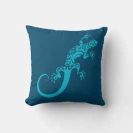 Auf Blue Gecko As Furz. Kook Art Throw Pillow Kissen