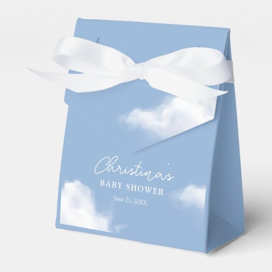 ✨ auf Cloud 9 Blue Baby Dusche Gefälligkeitsboxen Geschenkschachtel (Vorderseite)