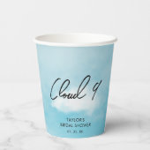 Auf Cloud 9 Brautparty Minimalistisch Light Blue Pappbecher (Rückseite)