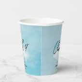 Auf Cloud 9 Brautparty Minimalistisch Light Blue Pappbecher (Rechts)