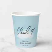 Auf Cloud 9 Brautparty Minimalistisch Light Blue Pappbecher (Vorderseite)
