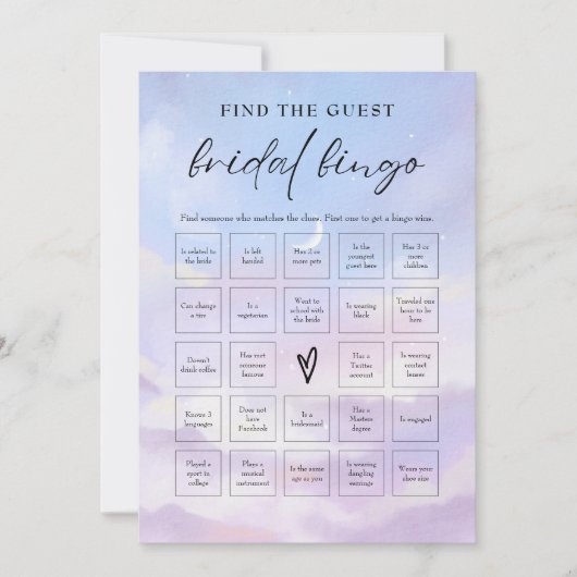 Auf Cloud 9 finden Sie das Brautparty Bingo Game Einladung (Vorderseite)