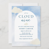 Auf Cloud 9 moderne Typografie Babydusche Einladung (Vorderseite)