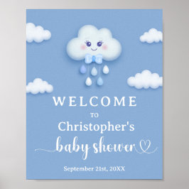 Auf Cloud 9 niedlich Blue Boy Babydusche Begrüßung Poster