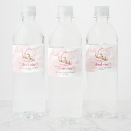 Auf Cloud 9 niedlich Pink Girl Baby Dusche Wasserflaschenetikett