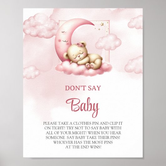 Auf Cloud 9 niedlich Pink Girl sagen nicht Babyspi Poster (Vorne)