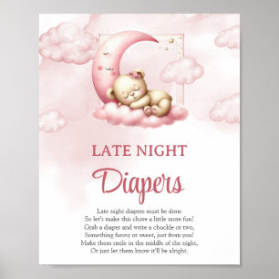 Auf Cloud 9 niedlich Pink Late Night Diapers Spiel Poster