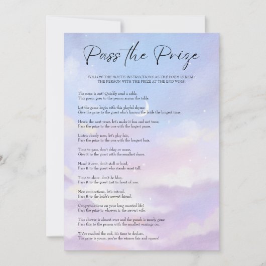 Auf Cloud 9 Pass Brautparty Game Card Einladung (Vorderseite)