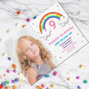 Auf Cloud 9! Rainbow Birthday Einladung