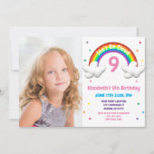 Auf Cloud 9! Rainbow Birthday Einladung (Vorderseite)