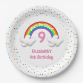 Auf Cloud 9! Rainbow Birthday Pappteller (Vorderseite)
