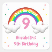 Auf Cloud 9! Rainbow Birthday Quadratischer Aufkleber (Vorderseite)