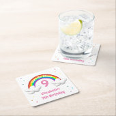 Auf Cloud 9! Rainbow Birthday Rechteckiger Pappuntersetzer (Vor Ort)