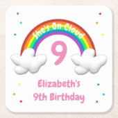 Auf Cloud 9! Rainbow Birthday Rechteckiger Pappuntersetzer (Vorderseite)