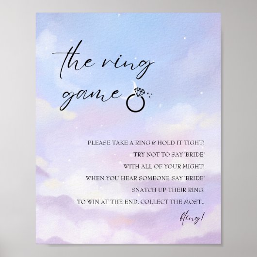 Auf Cloud 9 Ring Game Brautparty Sign Poster (Vorne)