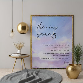 Auf Cloud 9 Ring Game Brautparty Sign Poster