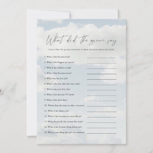 Auf Cloud 9: Was hat der Grauer zu Spielkarten ges Einladung (Vorderseite)