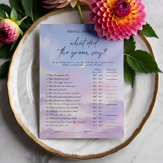 Auf Cloud 9: Was hat die "Groom Say Game Card" gem Einladung