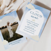 Auf Cloud 9 Watercolor Foto Babydusche Einladung