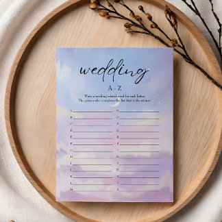 Auf Cloud 9 Wedding A-Z Brautparty Game Card Einladung