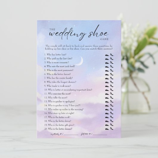 Auf Cloud 9 Wedding Shoe Game Einladung (Stehend Vorderseite)