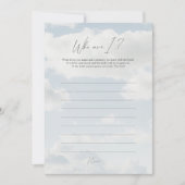 Auf Cloud 9 Wer bin ich Brautparty Game Cards Einladung (Vorderseite)