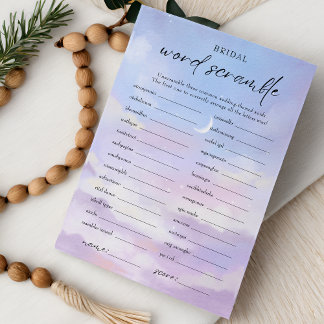 Auf Cloud 9 Word Scramble Brautparty Game Card Einladung