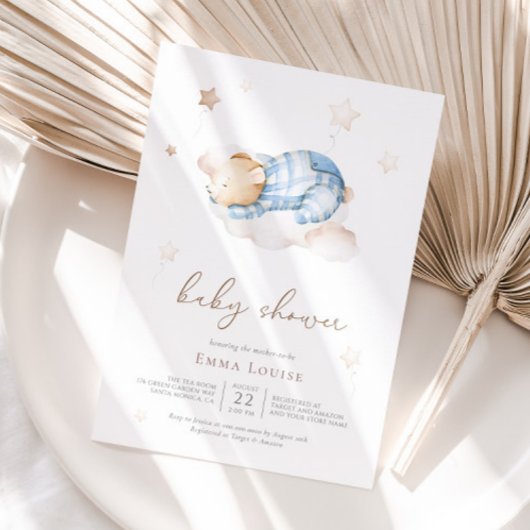 Auf Cloud Baby Dusche können wir Teddy Bear frühze Einladung