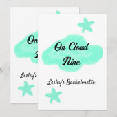 Auf Cloud neun pastellgrünen Wolken Stern Bachelor Einladung (Vorne/Hinten)